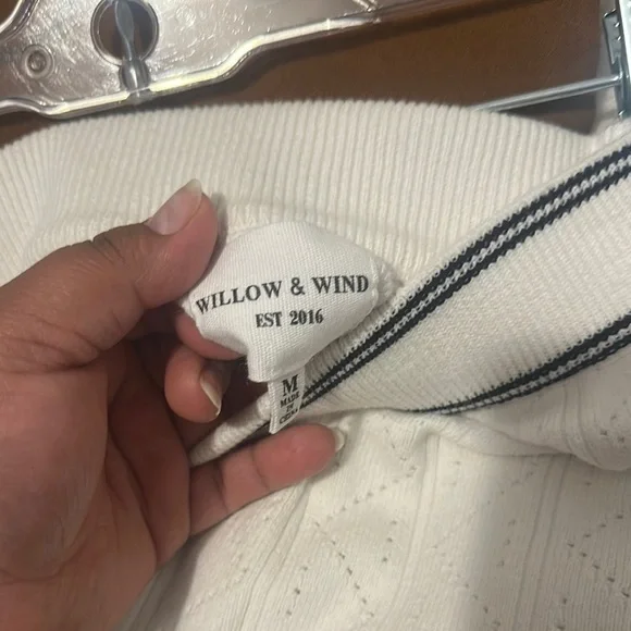 White and Blue Pleated Mini Skater Skirt - Picture 6 of 6